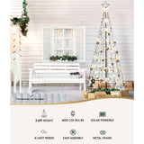 12ft Solar-Powered Enchanted Christmas Tree with Warm White LED Lights - Top-Down View
