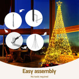 12ft Solar-Powered Jingle Jolly LED Christmas Tree with 800 Lights - Rear View