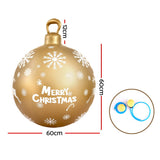 Festive Gold Inflatable Christmas Bauble Decoration - 60cm Jingle Jollys Outdoor Ornament - Front View