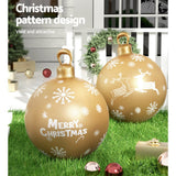 Festive Gold Inflatable Christmas Bauble Decoration - 60cm Jingle Jollys Outdoor Ornament - Rear View