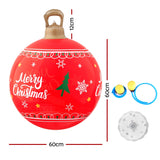 Jingle Jollys Christmas Inflatable Ball 60cm Led Illuminated Xmas Decoration Red - Front View
