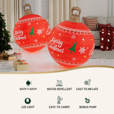 Jingle Jollys Christmas Inflatable Ball 60cm Led Illuminated Xmas Decoration Red - Top-Down View