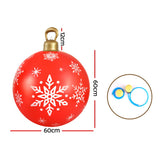 Festive Inflatable Red Christmas Bauble - 60cm Outdoor Decoration - Front View