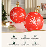 Festive Inflatable Red Christmas Bauble - 60cm Outdoor Decoration - Top-Down View