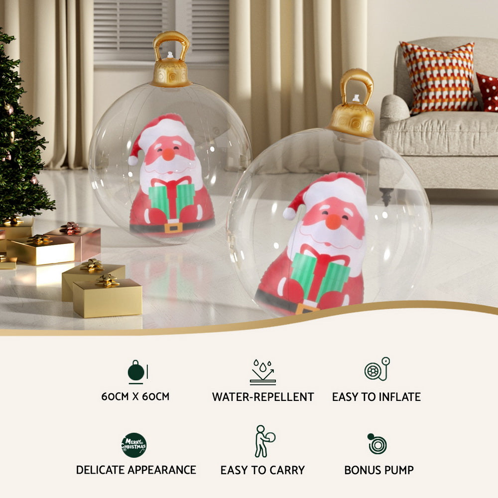 Giant 60cm Inflatable Santa Bauble - Jingle Jollys Christmas Decoration