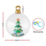 Giant 60cm Jingle Jollys Inflatable Christmas Bauble - Clear Tree Decoration - Front View