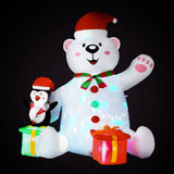 Jingle Jollys Christmas Inflatable Bear 1.8M Height LED Outdoor Decorations Illuminated - Front View