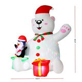 Jingle Jollys Christmas Inflatable Bear 1.8M Height LED Outdoor Decorations Illuminated - Side View