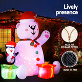 Jingle Jollys Christmas Inflatable Bear 1.8M Height LED Outdoor Decorations Illuminated - Top-Down View