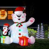 Jingle Jollys Christmas Inflatable Bear 1.8M Height LED Outdoor Decorations Illuminated - Close-Up Angle