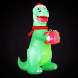 Jingle Jollys Christmas Inflatable Dinosaur 1.8M Height LED Decorations Illuminated - Side View
