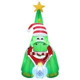 Jingle Jollys Christmas Inflatable Dinosaur 1.86M Height LED Decorations Illuminated - Side View