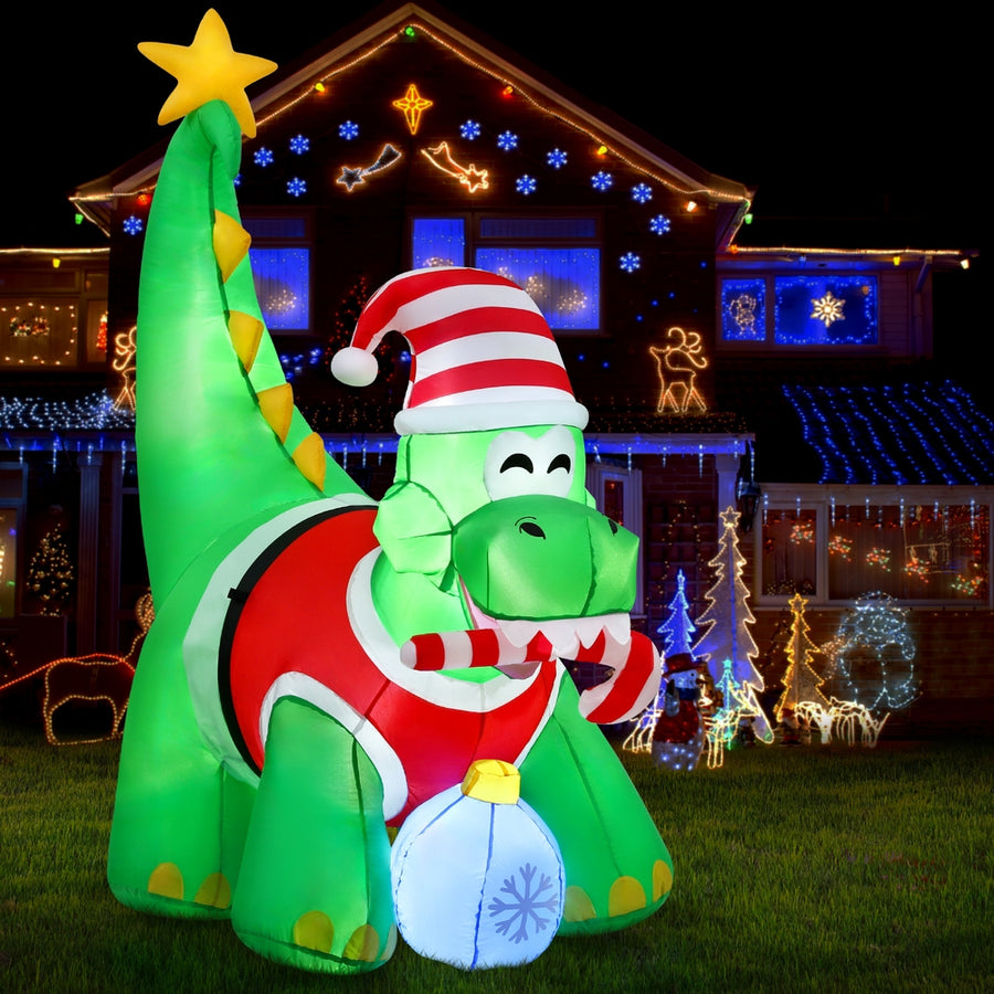 Jingle Jollys Christmas Inflatable Dinosaur 1.86M Height LED Decorations Illuminated