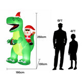 Jingle Jollys Christmas Inflatable Dinosaur 2.5M Illuminated Decorations - Front View