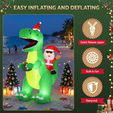Jingle Jollys Christmas Inflatable Dinosaur 2.5M Illuminated Decorations - Low Angle