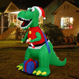 Tinseltown Christmas Dinosaur Inflatable with LED Lights - Top-Down View