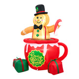 Tinseltown 1.8M Christmas Inflatable Gingerbread Man with LED Lights - Close-Up Angle