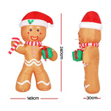 Jingle Jollys Christmas Inflatable Gingerbread Man 2.4M Illuminated Decorations - Front View