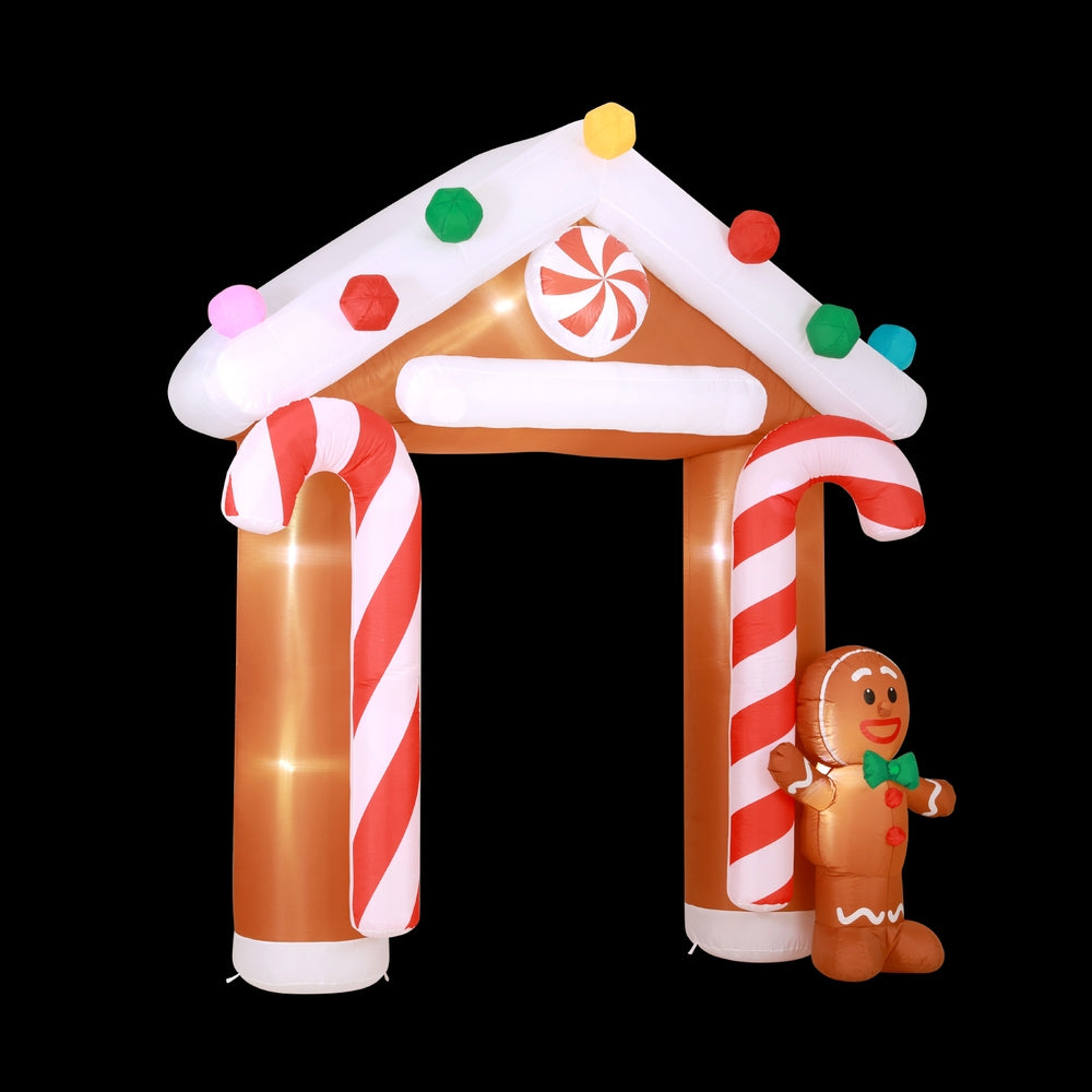 Gingerbread Inflatable Christmas Archway - 2.8M Illuminated Holiday Decoration