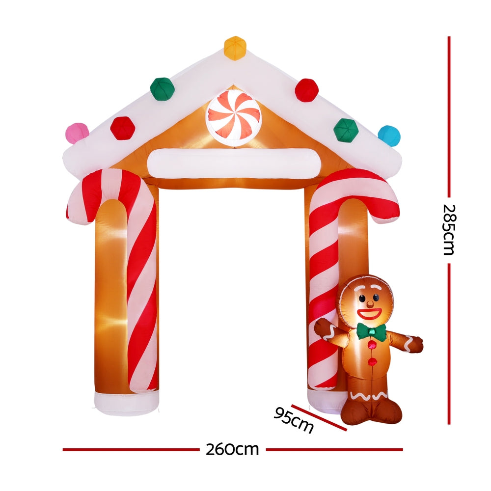 Gingerbread Inflatable Christmas Archway - 2.8M Illuminated Holiday Decoration