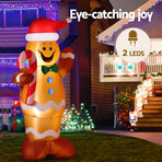 Jingle Jollys Christmas Inflatable Gingerbread Man 1.5M Height LED Decorations Illuminated