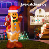 Jingle Jollys Christmas Inflatable Gingerbread Man 1.5M Height LED Decorations Illuminated - 45-Degree Angle