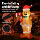 Jingle Jollys Christmas Inflatable Gingerbread Man 1.5M Height LED Decorations Illuminated - Rear View
