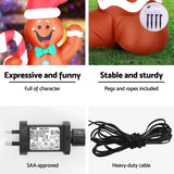 Jingle Jollys Christmas Inflatable Gingerbread Man 1.5M Height LED Decorations Illuminated - Close-Up Angle