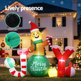 Jingle Jollys Christmas Inflatable Gingerman Joy 3M Long Outdoor Decorations Illuminated - Top-Down View