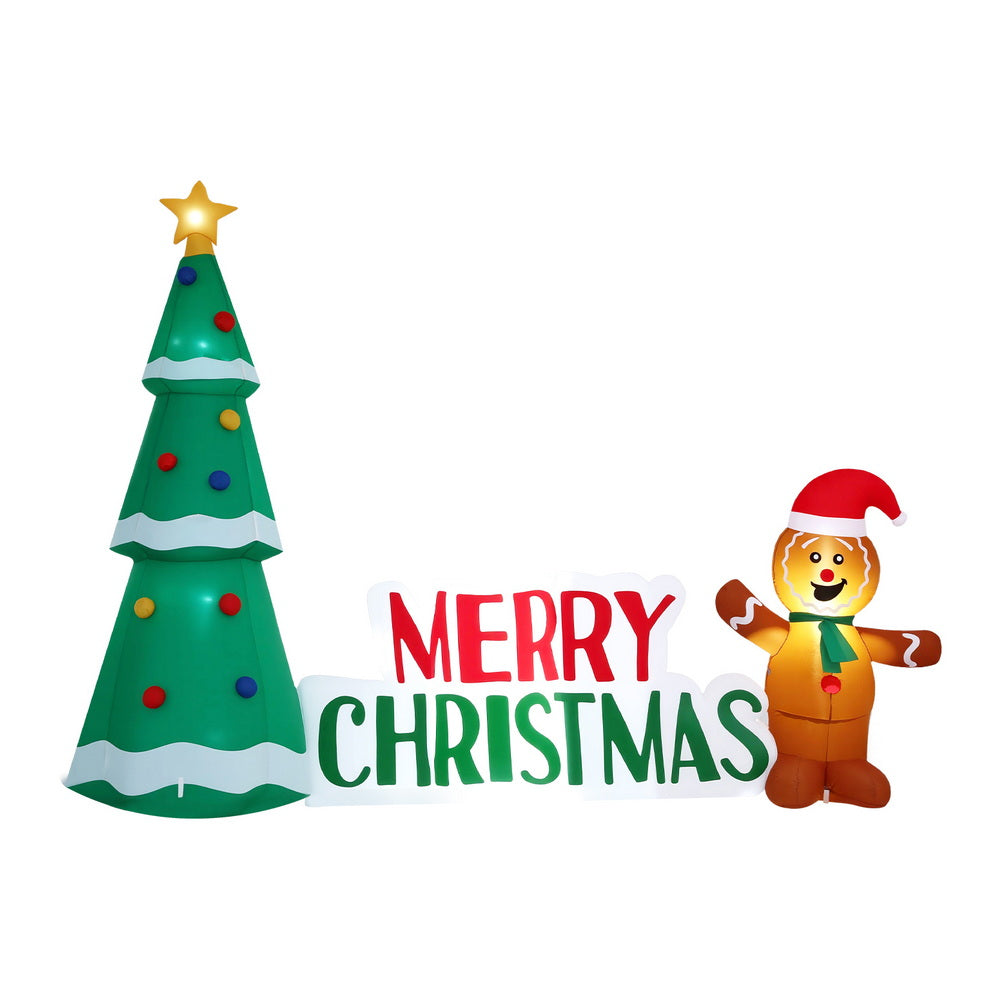 Jingle Jollys Christmas Inflatable Gingerbread Man Tree LED Illuminated Decorations