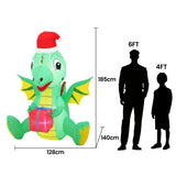 Jingle Jollys Christmas Inflatable Dragon 1.8M Height LED Outdoor Decorations Illuminated - Front View
