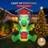 Jingle Jollys Christmas Inflatable Dragon 1.8M Height LED Outdoor Decorations Illuminated - 45-Degree Angle