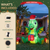 Jingle Jollys Christmas Inflatable Dragon 1.8M Height LED Outdoor Decorations Illuminated - Close-Up Angle