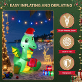 Jingle Jollys Christmas Inflatable Dragon 1.8M Height LED Outdoor Decorations Illuminated - Low Angle