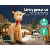 Jingle Jollys Christmas Inflatable Reindeer 5M Illuminated Decorations - Rear View