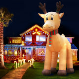 Jingle Jollys Christmas Inflatable Reindeer 5M Illuminated Decorations - Low Angle