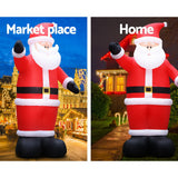 Jingle Jollys Christmas Inflatable Santa 5M Illuminated Decorations - Top-Down View