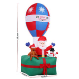 Jingle Jollys Christmas Inflatable Santa in Ballon 2.8M Height LED Decorations Illuminated - Front View