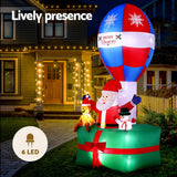Jingle Jollys Christmas Inflatable Santa in Ballon 2.8M Height LED Decorations Illuminated - Top-Down View