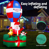 Jingle Jollys Christmas Inflatable Santa in Ballon 2.8M Height LED Decorations Illuminated - 45-Degree Angle