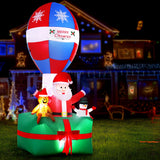 Jingle Jollys Christmas Inflatable Santa in Ballon 2.8M Height LED Decorations Illuminated - Close-Up Angle