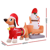 Jingle Jollys Christmas Inflatable Snowman Dog 4.2M Tall Outdoor Decorations Illuminated - Front View