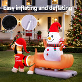 Jingle Jollys Christmas Inflatable Snowman Dog 4.2M Tall Outdoor Decorations Illuminated - 45-Degree Angle
