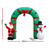 Jingle Jollys Christmas Inflatable Archwary 2.8M Illuminated Decorations - Front View