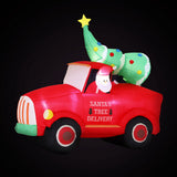 Jingle Jollys Christmas Inflatable Santa Truck 1.6M Height LED Decorations Illuminated - Front View