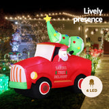 Jingle Jollys Christmas Inflatable Santa Truck 1.6M Height LED Decorations Illuminated - Top-Down View