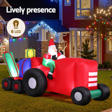 Jingle Jollys Christmas Inflatable Santa Truck 2.6M Length LED Decorations Illuminated - Top-Down View