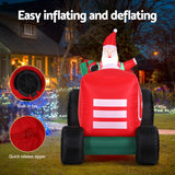 Jingle Jollys Christmas Inflatable Santa Truck 2.6M Length LED Decorations Illuminated - 45-Degree Angle