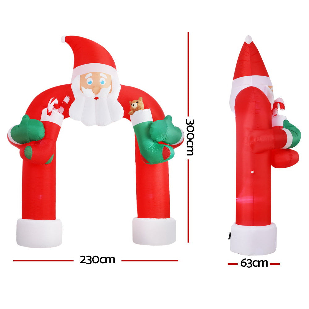 Inflatable Santa Archway with Lights - 2.3M Jingle Jollys Christmas Outdoor Decoration
