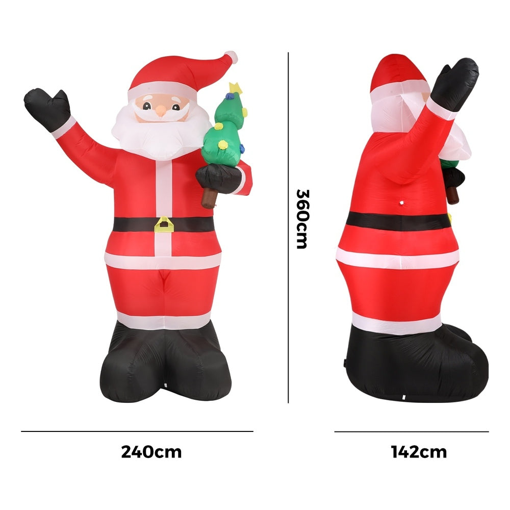 Tinseltown Christmas Inflatable Santa Claus with LED Lights 360cm
